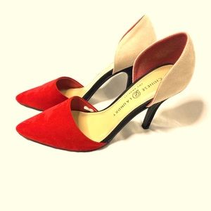 Chinese Laundry Heels, Two Tone Red & Tan